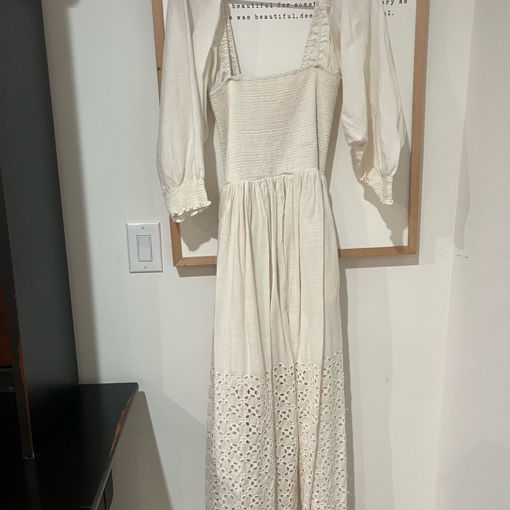 Free People Cream Maxi Dress with Lace Detail